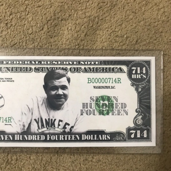 BABE RUTH YANKEES OLD SCHOOL MLB⚾LEGENDARY NOVELTY NOTE WITH PROTECTIVE PLASTIC - Picture 4 of 7